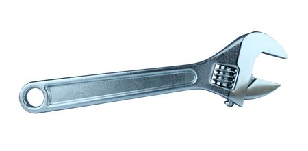 Adjustable wrench  on white backgroundの写真素材