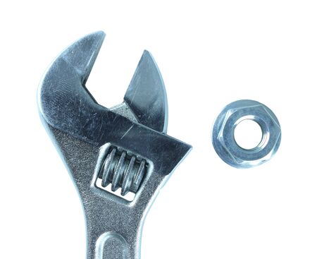Adjustable wrench  on white backgroundの写真素材