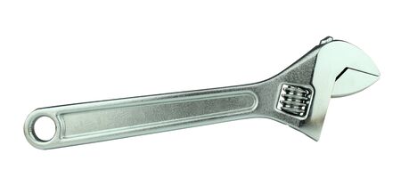 Adjustable wrench  on white backgroundの写真素材