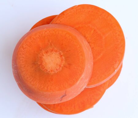 Carrot slice on white backgroundの写真素材