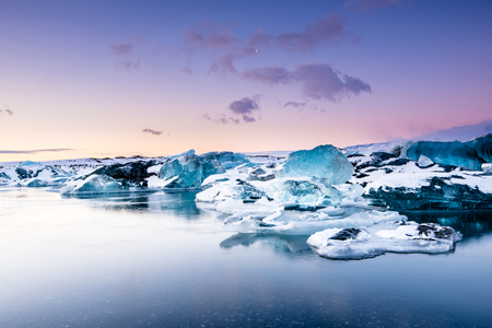 icebergs at crystal black beach in south Iceland