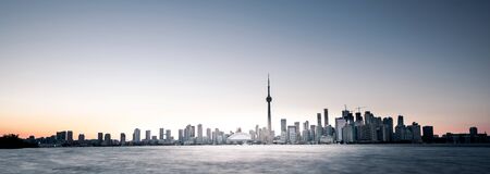 Toronto city skyline at night, Ontario, Canadaの写真素材