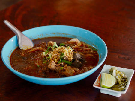 Knmhin Nam Ngao , Northern Thai Food,Rice Noodles.の写真素材