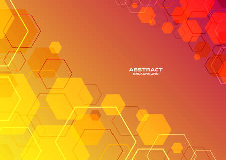 Abstract Background, Template Design, Hexagon Orange and Yellow Tone