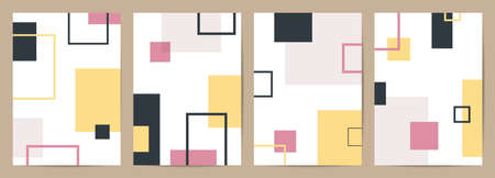 Set shape creative backgrounds .Memphis style, Modern Poster background for social media post, cover, print and wallpaper.のイラスト素材