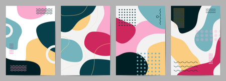 Memphis style cover vector. Modern Poster Art. Minimal geometric background pattern  design for wall...
