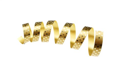Gold ribbon roll isolatedの写真素材