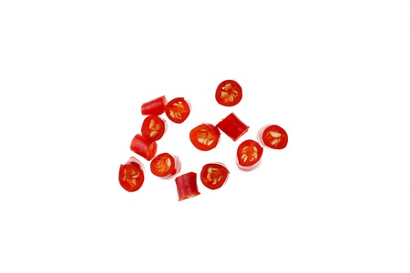 Chilli slice on white backgroundの写真素材