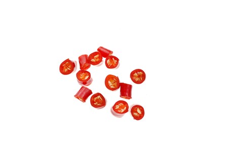 Chilli slice on white backgroundの写真素材