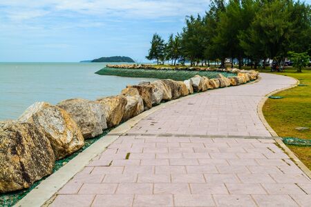 A curve and long walk path at sapan hin park, Phuketの写真素材