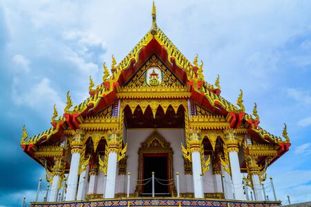 A beautiful buddhist temple with blue cloud, Phang Ngaの写真素材