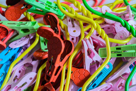 Colors of clothespin and hangerの写真素材