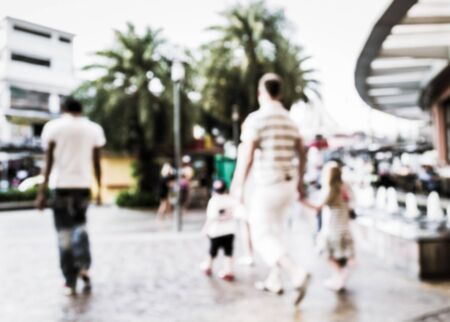 Abstract of blurred people walking in the shopping centerの写真素材