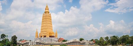 Panorama of pagoda under construction at Mahatad Vachiramongkol Temple, Krabi, Thailandの写真素材
