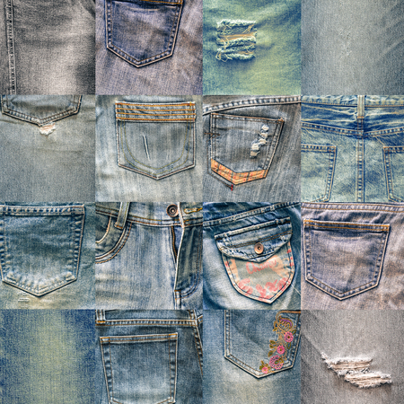 Collage set of jeans vintage style backgroundの写真素材