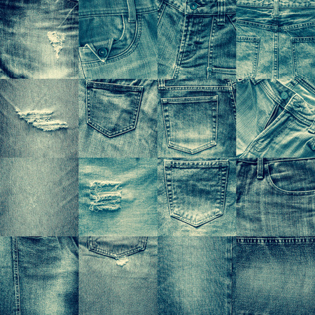 Collage set of jeans vintage style backgroundの写真素材