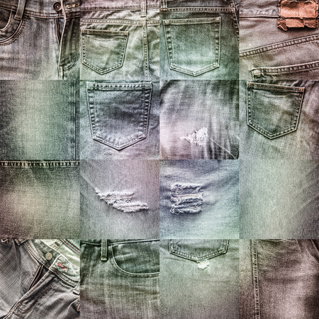Collage set of jeans vintage style backgroundの写真素材