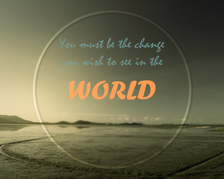 Inspirational quote on blurred seascape background with blank for textの写真素材