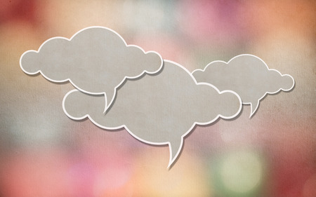 Cloud paper on colorful bokeh background for textの写真素材