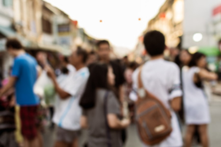 Abstract of blurred people in the street of phuket old town