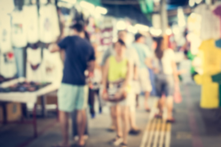 Blurred people walking in the market for backgroundの写真素材