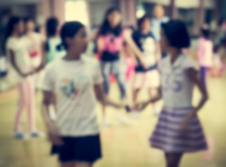 Blurred children are in dancing class for background