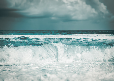 Strong wave in the sea during rainy season