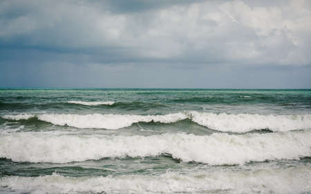 Strong wave in the sea during rainy season