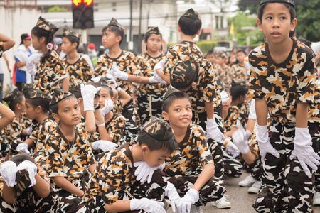 PHUKET, THAILAND - AUG 26 : Parade of fancy schoolchild on August 26, 2016. Opening ceremony of yearly provincial sport competition in phuket, Thailandのeditorial素材