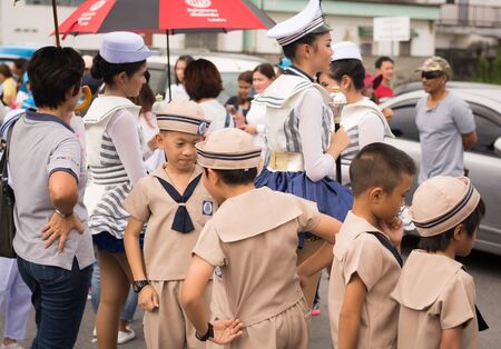 PHUKET, THAILAND - AUG 26 : Parade of fancy schoolchild on August 26, 2016. Opening ceremony of yearly provincial sport competition in phuket, Thailandのeditorial素材