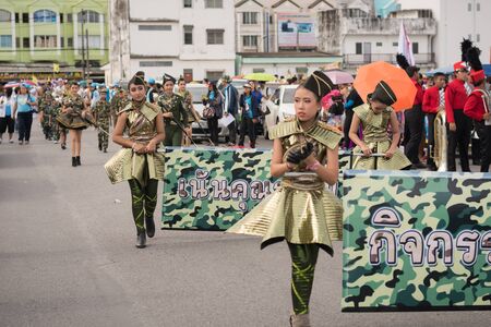 PHUKET, THAILAND - AUG 26 : Parade of fancy schoolchild on August 26, 2016. Opening ceremony of yearly provincial sport competition in phuket, Thailandのeditorial素材