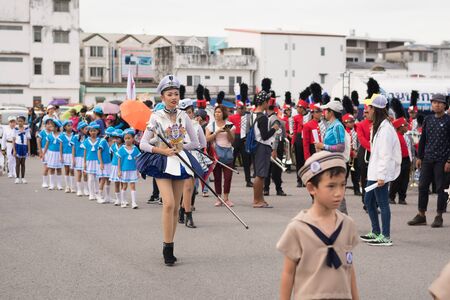 PHUKET, THAILAND - AUG 26 : Parade of fancy schoolchild on August 26, 2016. Opening ceremony of yearly provincial sport competition in phuket, Thailandのeditorial素材