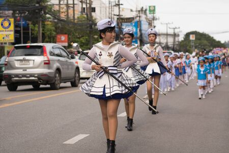 PHUKET, THAILAND - AUG 26 : Parade of fancy schoolchild on August 26, 2016. Opening ceremony of yearly provincial sport competition in phuket, Thailandのeditorial素材