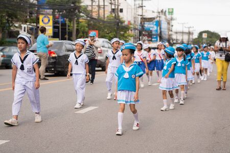 PHUKET, THAILAND - AUG 26 : Parade of fancy schoolchild on August 26, 2016. Opening ceremony of yearly provincial sport competition in phuket, Thailandのeditorial素材