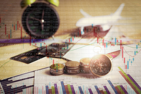 Accumulation of future funds, Money for the future investment, Stock market information graph, Business and finance concept.の写真素材