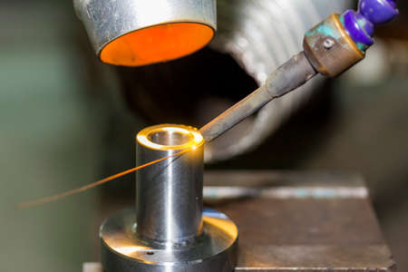 metal mold and die part repair by welder with laser welding methodの写真素材