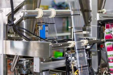 close up packing unit of high technology and automatic food packing machine for industrialの写真素材