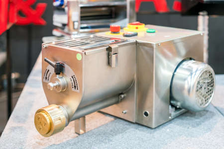 modern and high technology of extrude dough pasta machine for preparing dough and making pastry in...
