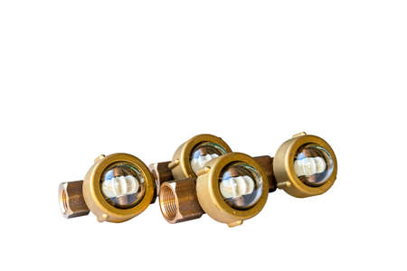 Many metal spinner type sight glass for visually checking the variation in the flow rate of the...
