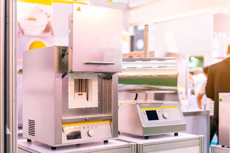 Automatic temperature control chamber or muffle furnace for coating drying hardening ageing annealing brazing calcination degassing sintering soldering sublimation synthesis tempering in industrialの写真素材