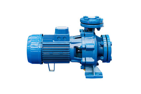 High pressure Centrifugal blue pump include motor isolated on white background with clipping path