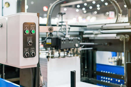 Close up switch and push button at control panel of modern and high technology of automatic...