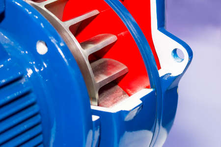 Close up cross section detail inside impeller centrifugal high pressure pump for industrialの写真素材