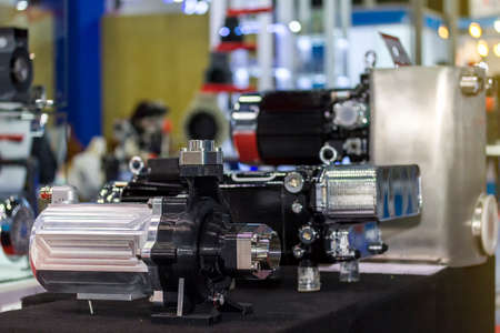 Many type of pump for high pressure in industrial work on tableの写真素材