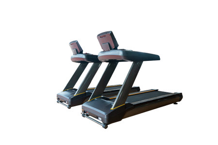 Electric treadmill for running cardio or exercise for home or fitness gym isolated on white