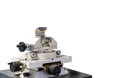 Precision X y table and Universal vise clamp workpiece or product component of inspection machine...