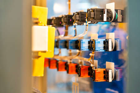 Various color signal lamp indicator and push button switch install at electric power control cabinet...