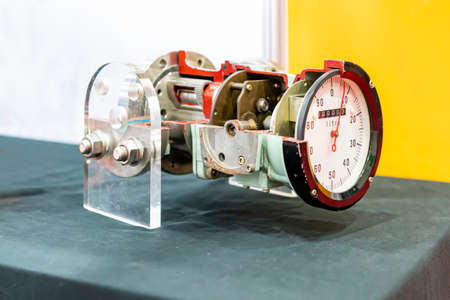 cross section show detail inside of sanitary flow meter for high accuracy liquid measuring flow rate and control in industrial workの写真素材