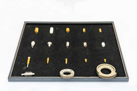 Various mini metal gear parts such as helical and worm screw or spiral gear in box