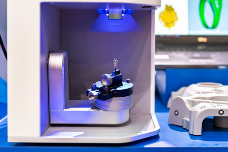 workpiece jewelry set on spindle chuck of high technology and precision optical measuring machine...